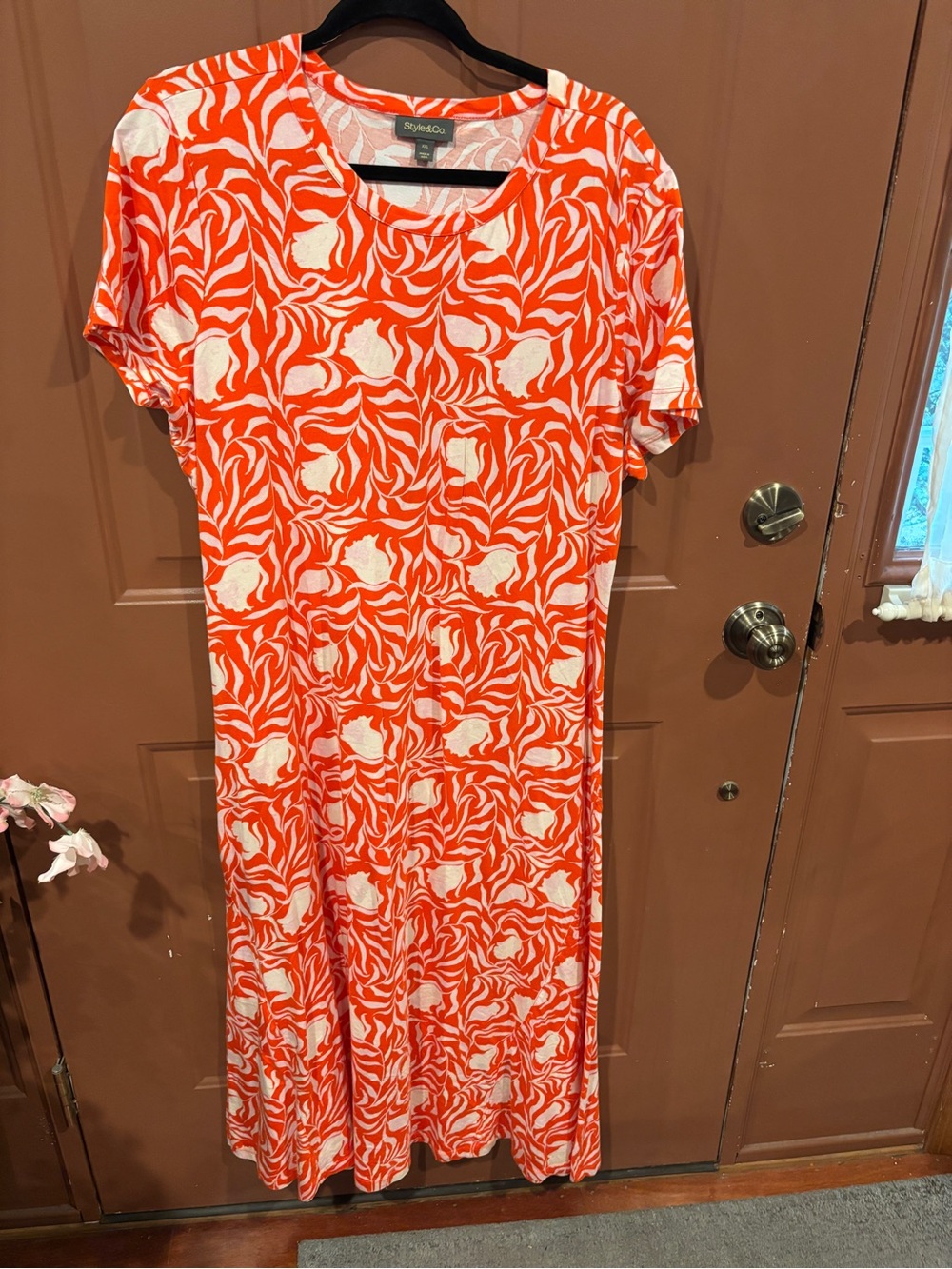 Style & Co Orange & White Patterned Maxi Dress size XXL or 2XL
